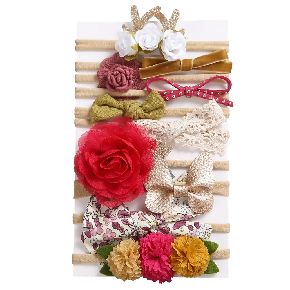 New Children's Hair Bow Set 10 Pcs Multicolor Soft Hair Band - Image 8