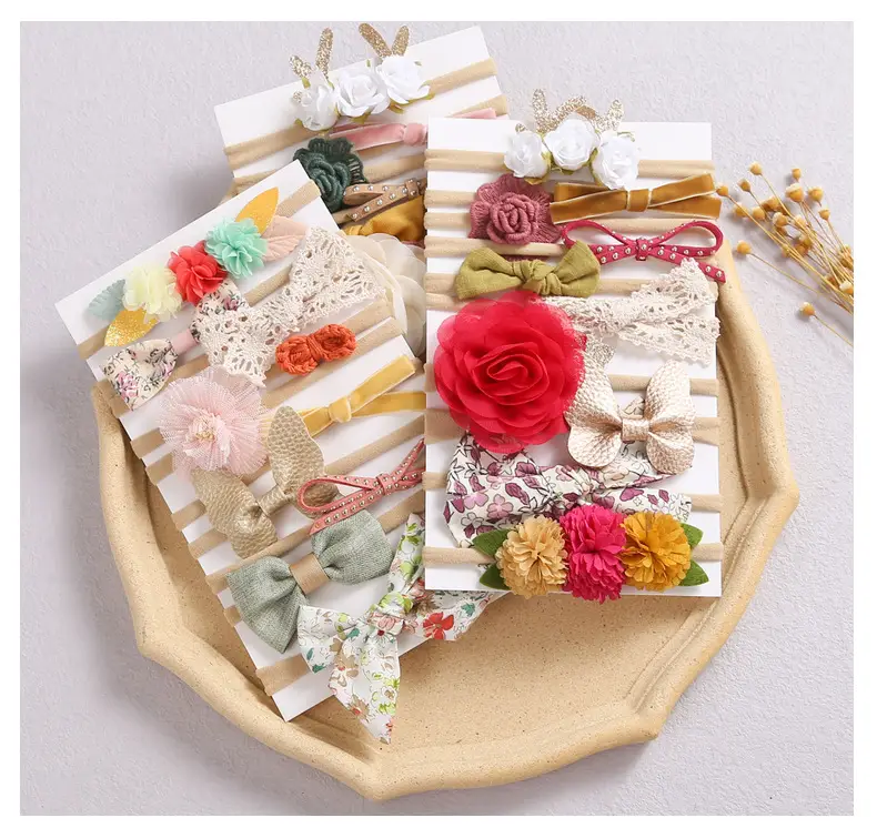 New Children's Hair Bow Set 10 Pcs Multicolor Soft Hair Band — feature 12