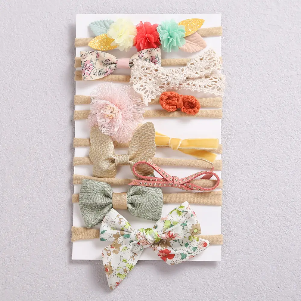 New Children's Hair Bow Set 10 Pcs Multicolor Soft Hair Band - Image 2