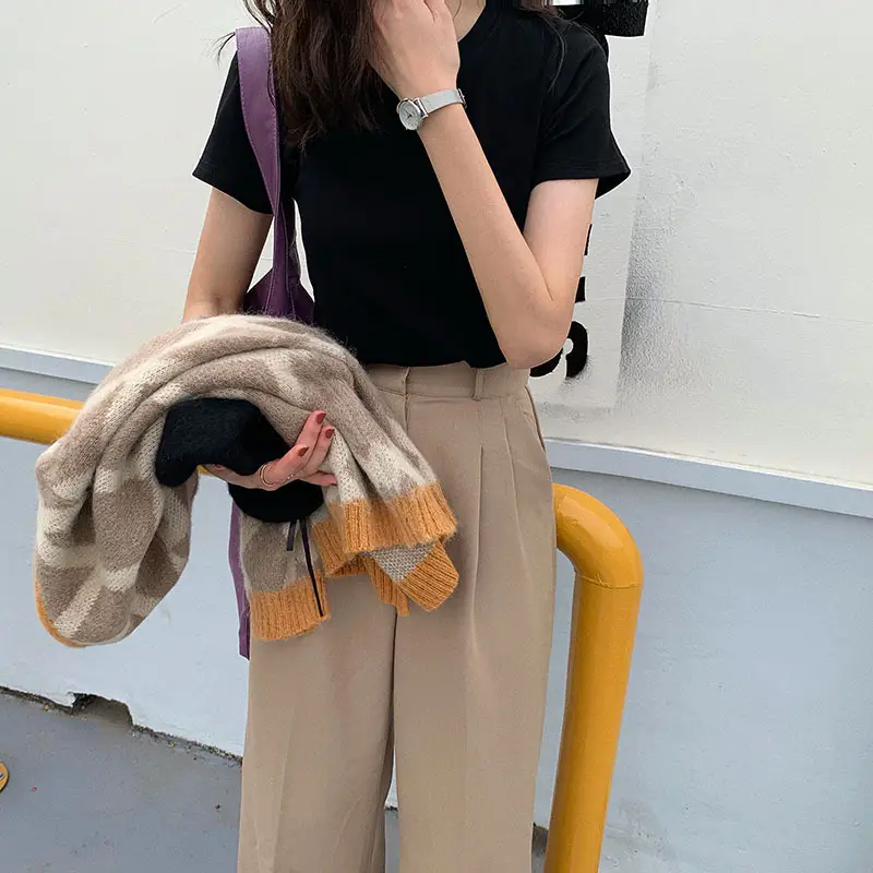 Women Summer T-shirt Short Sleeve Candy Color Round Neck — feature 25