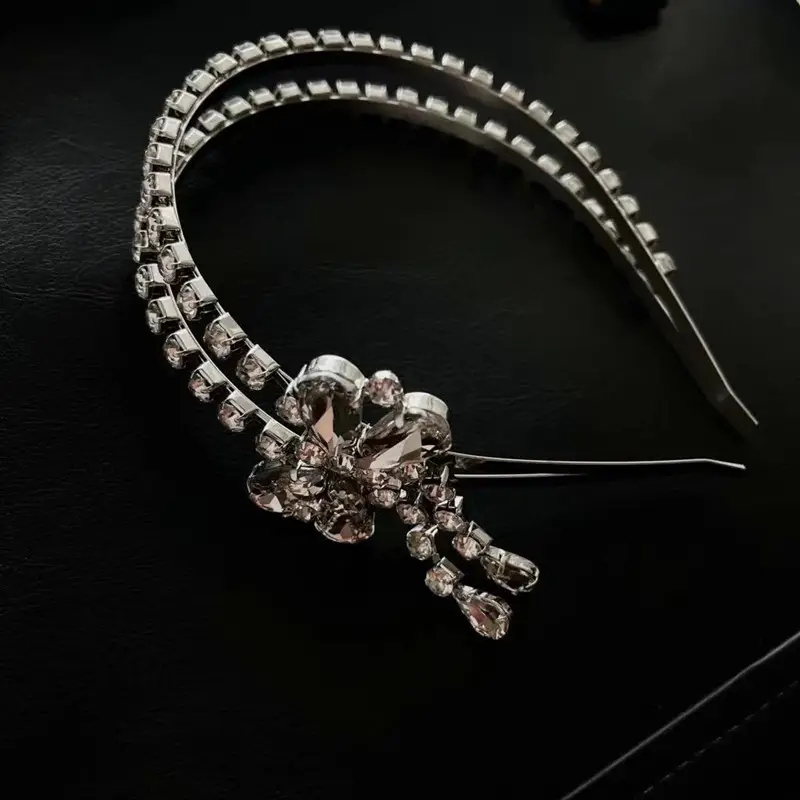 Full Diamond Double Bow Tassel Headband