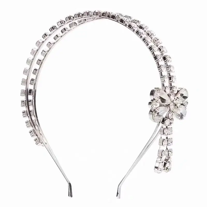 Full Diamond Double Bow Tassel Headband