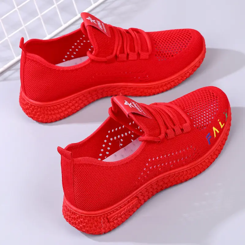 Women Beige Mesh Running Shoes 2025 Summer - Image 5