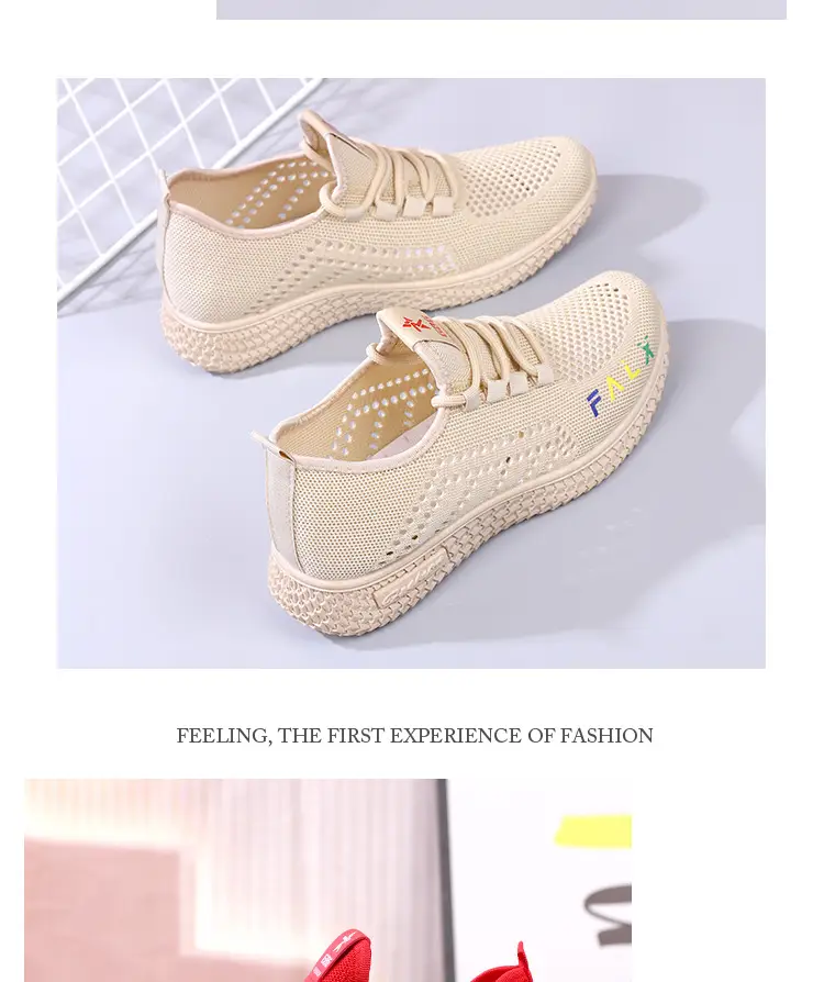 Women Beige Mesh Running Shoes 2025 Summer — feature 11