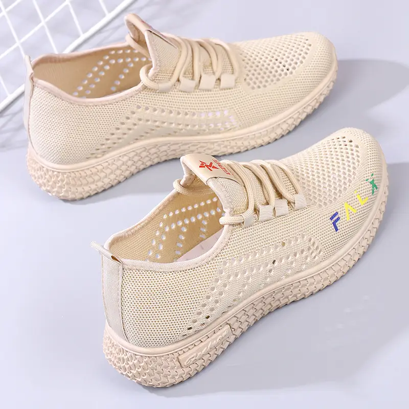 Women Beige Mesh Running Shoes 2025 Summer - Image 2