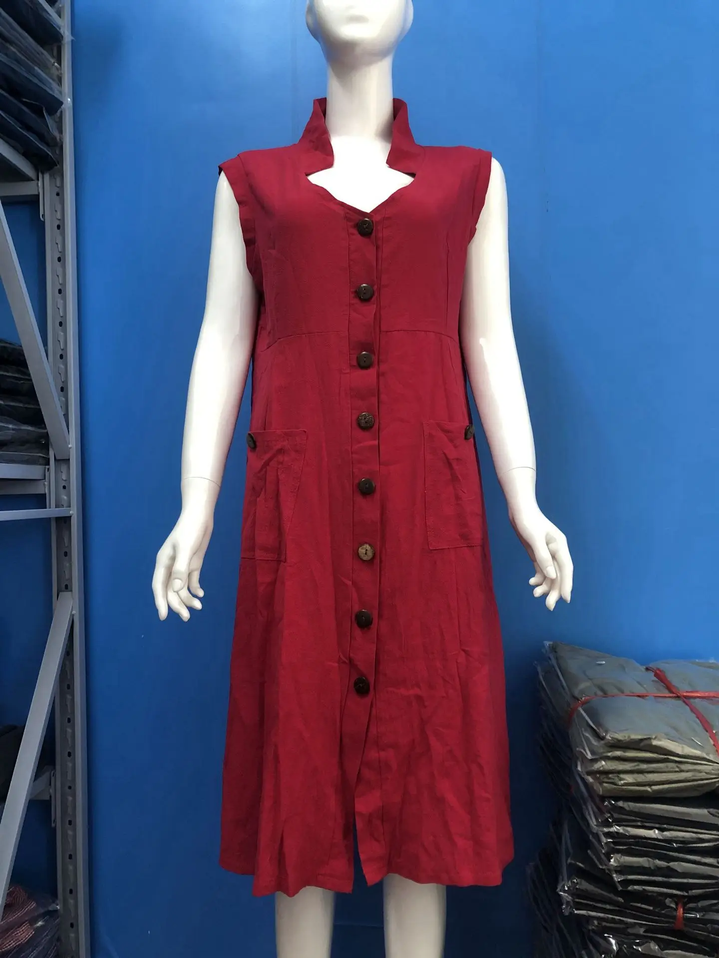 2023 V-Neck Button Dress Large Multi Color - Image 2