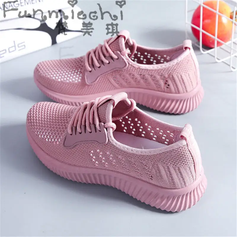 Summer Sports Shoes for Women, Fly-Knit Breathable Casual Foreign Trade Cross-Border Lightweight Soft-Soled Fitness Running Shoes with Breathable Hollow Design - Image 6