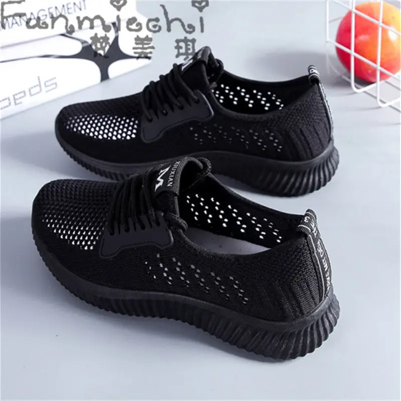 Summer Sports Shoes for Women, Fly-Knit Breathable Casual Foreign Trade Cross-Border Lightweight Soft-Soled Fitness Running Shoes with Breathable Hollow Design - Image 7