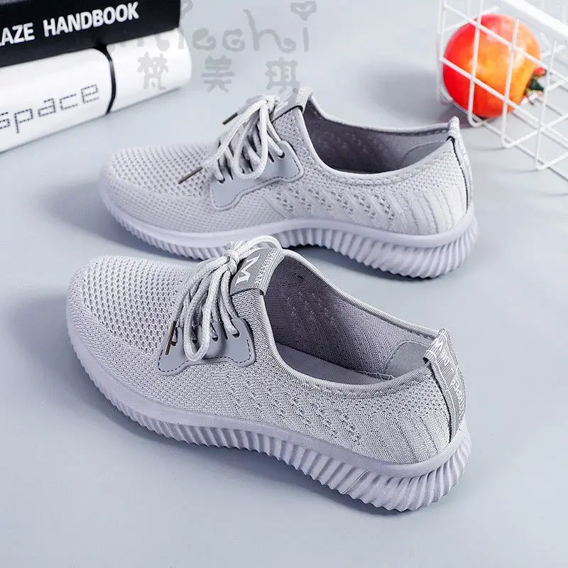 Summer Sports Shoes for Women, Fly-Knit Breathable Casual Foreign Trade Cross-Border Lightweight Soft-Soled Fitness Running Shoes with Breathable Hollow Design - Image 8
