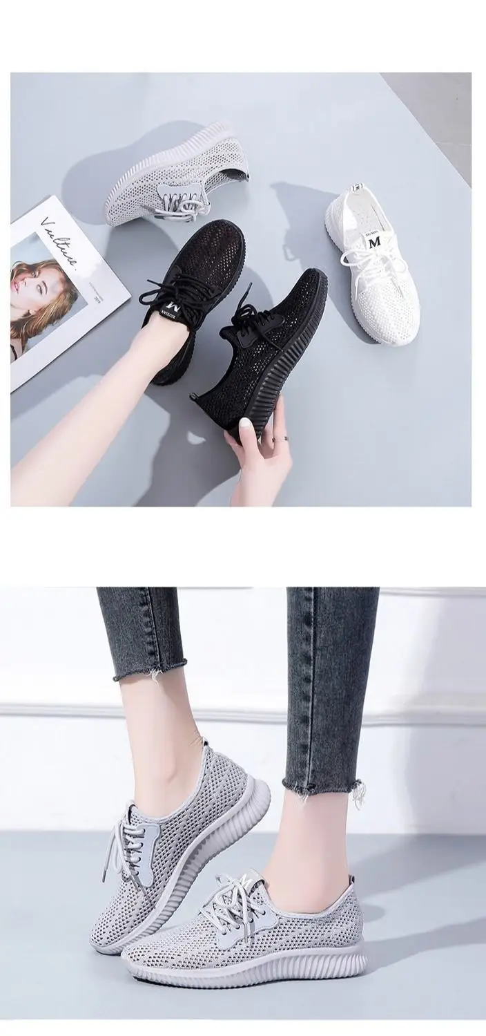 Summer Sports Shoes for Women, Fly-Knit Breathable Casual Foreign Trade Cross-Border Lightweight Soft-Soled Fitness Running Shoes with Breathable Hollow Design — feature 16