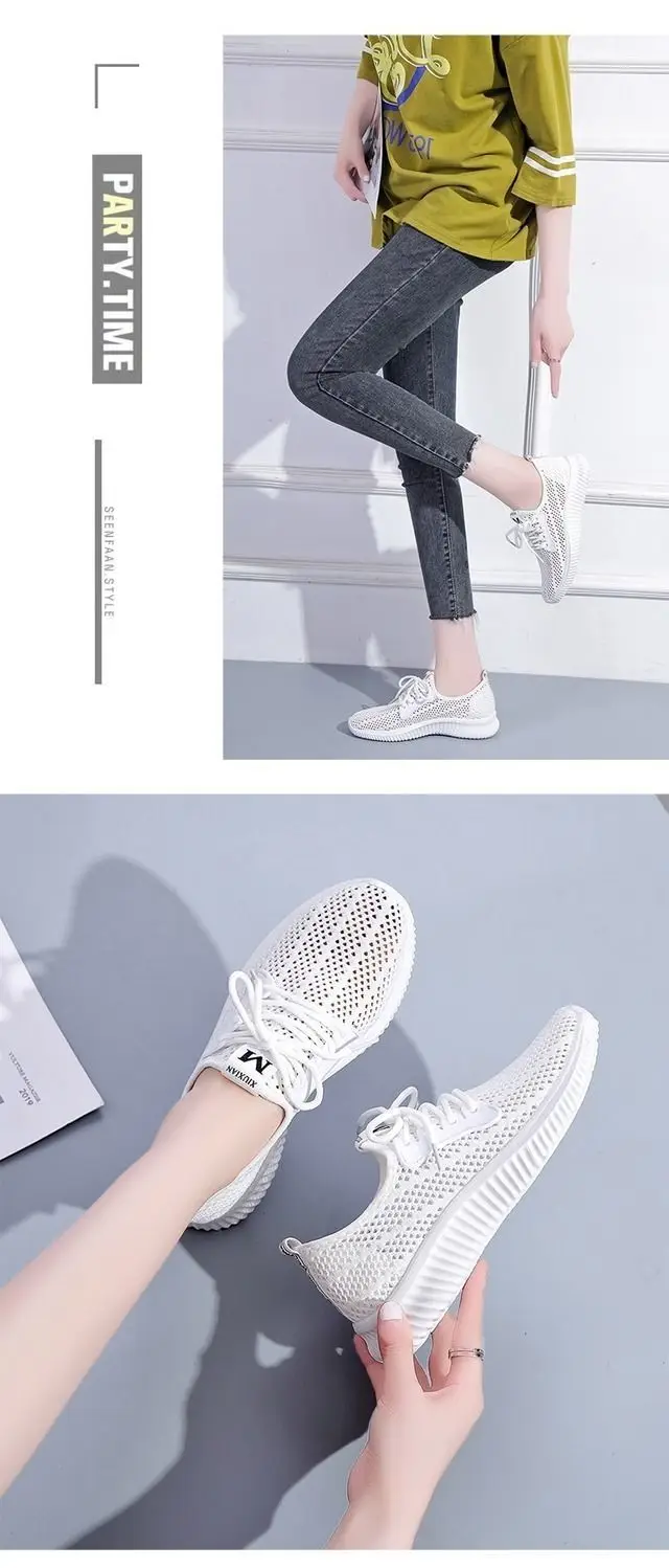 Summer Sports Shoes for Women, Fly-Knit Breathable Casual Foreign Trade Cross-Border Lightweight Soft-Soled Fitness Running Shoes with Breathable Hollow Design — feature 18