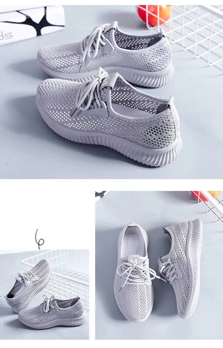 Summer Sports Shoes for Women, Fly-Knit Breathable Casual Foreign Trade Cross-Border Lightweight Soft-Soled Fitness Running Shoes with Breathable Hollow Design — feature 21