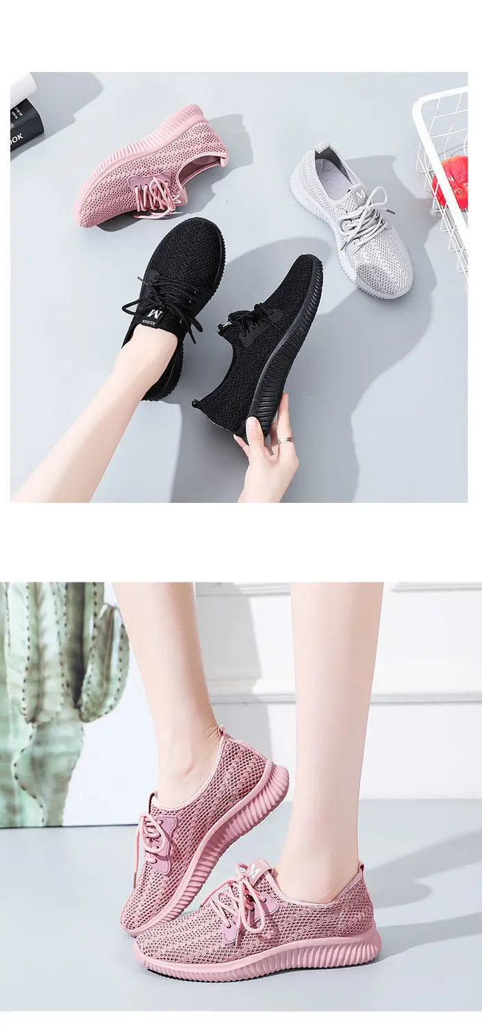 Summer Sports Shoes for Women, Fly-Knit Breathable Casual Foreign Trade Cross-Border Lightweight Soft-Soled Fitness Running Shoes with Breathable Hollow Design — feature 24