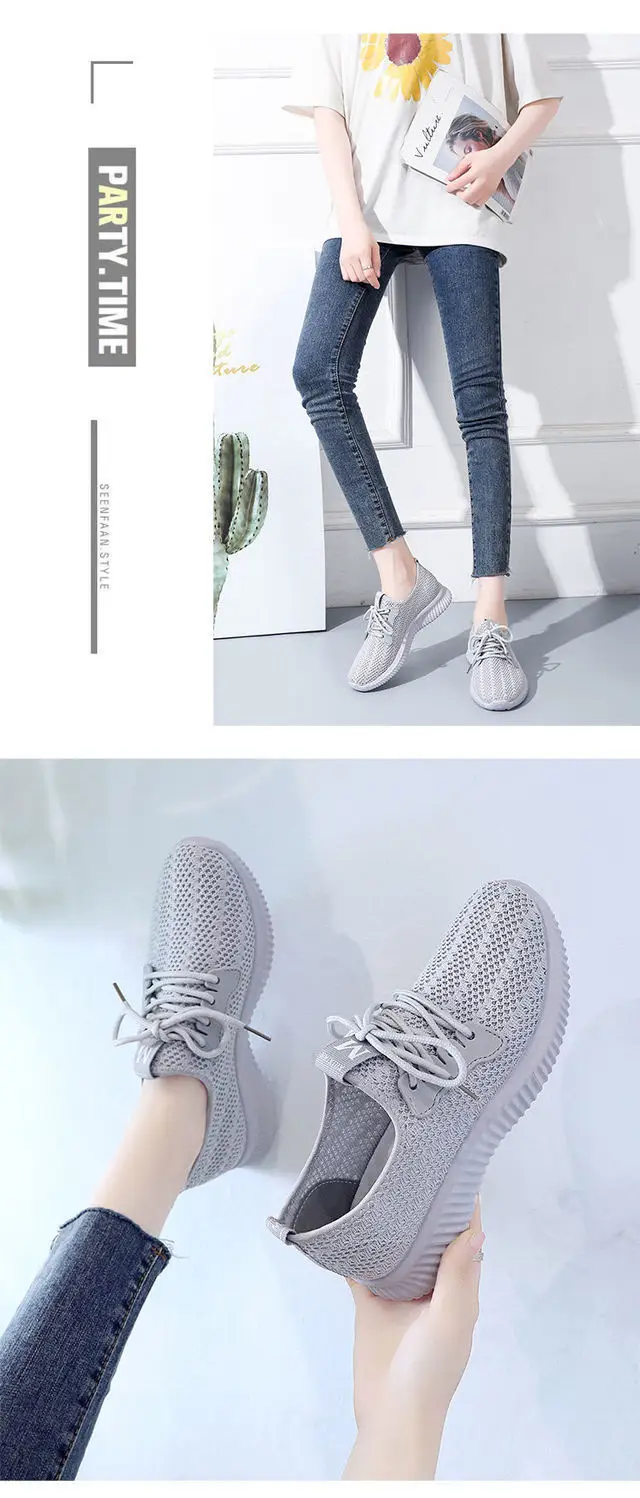 Summer Sports Shoes for Women, Fly-Knit Breathable Casual Foreign Trade Cross-Border Lightweight Soft-Soled Fitness Running Shoes with Breathable Hollow Design — feature 25