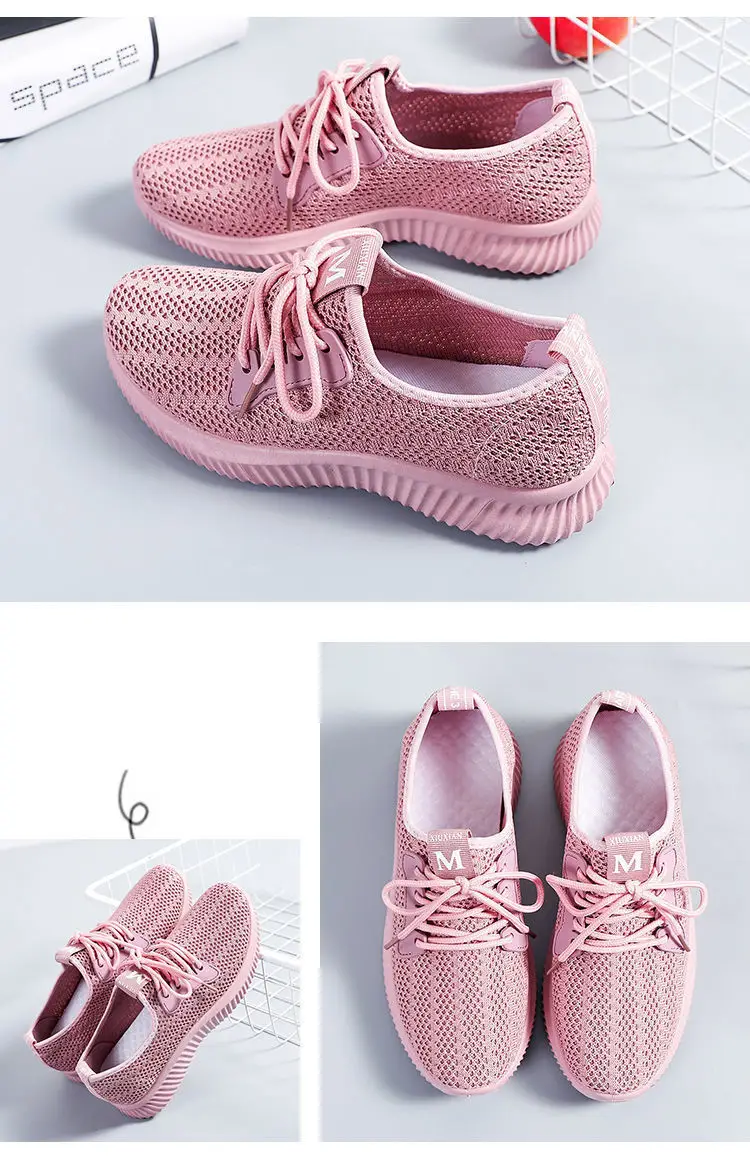 Summer Sports Shoes for Women, Fly-Knit Breathable Casual Foreign Trade Cross-Border Lightweight Soft-Soled Fitness Running Shoes with Breathable Hollow Design — feature 27