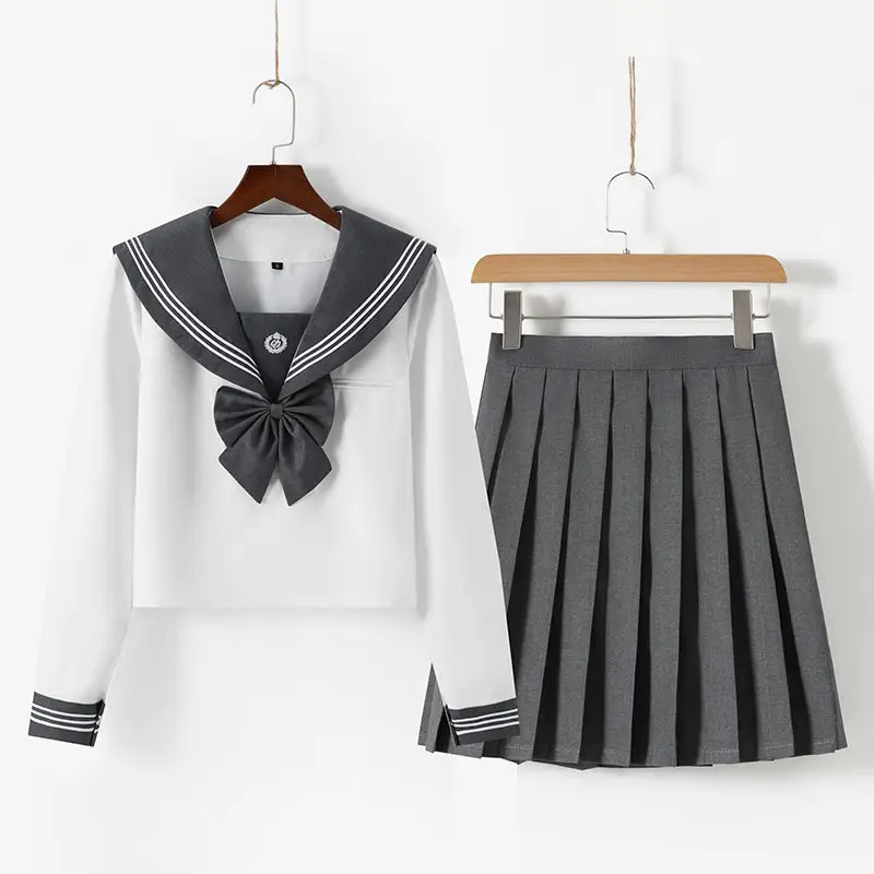 Gray Pleated Sailor Skirt for JK School - Image 5