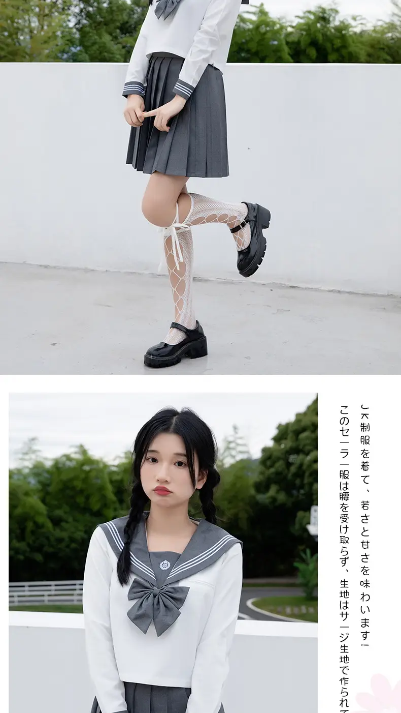 Gray Pleated Sailor Skirt for JK School — feature 7