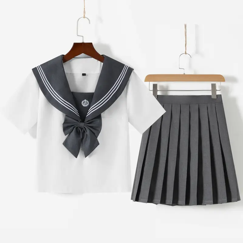 Gray Pleated Sailor Skirt for JK School - Image 4