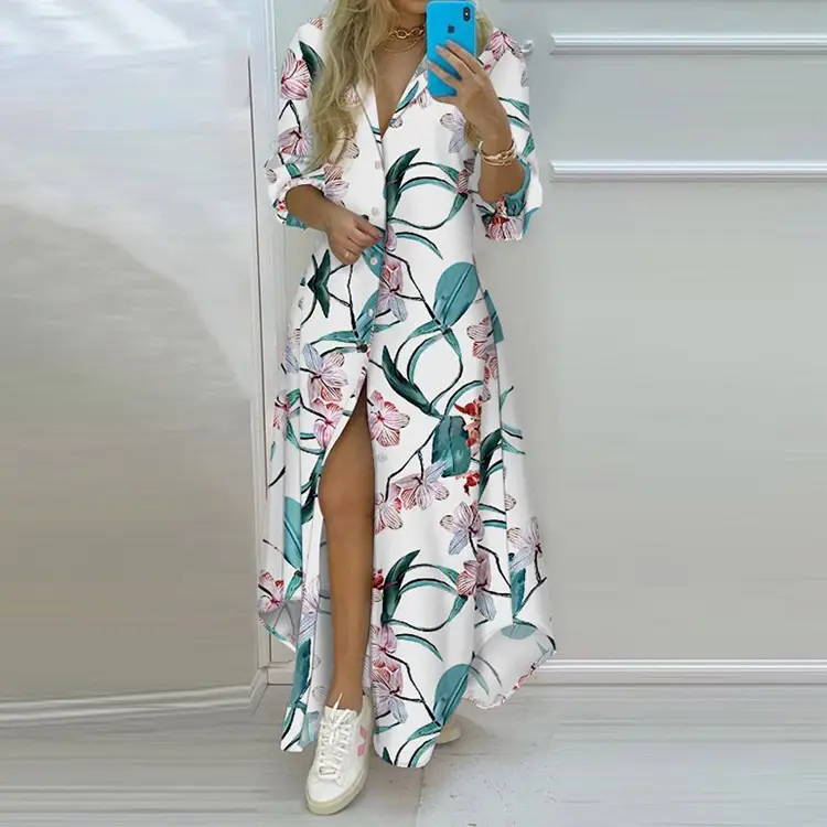 2026 Spring Printed Long Skirt Shirt for Women — feature 12