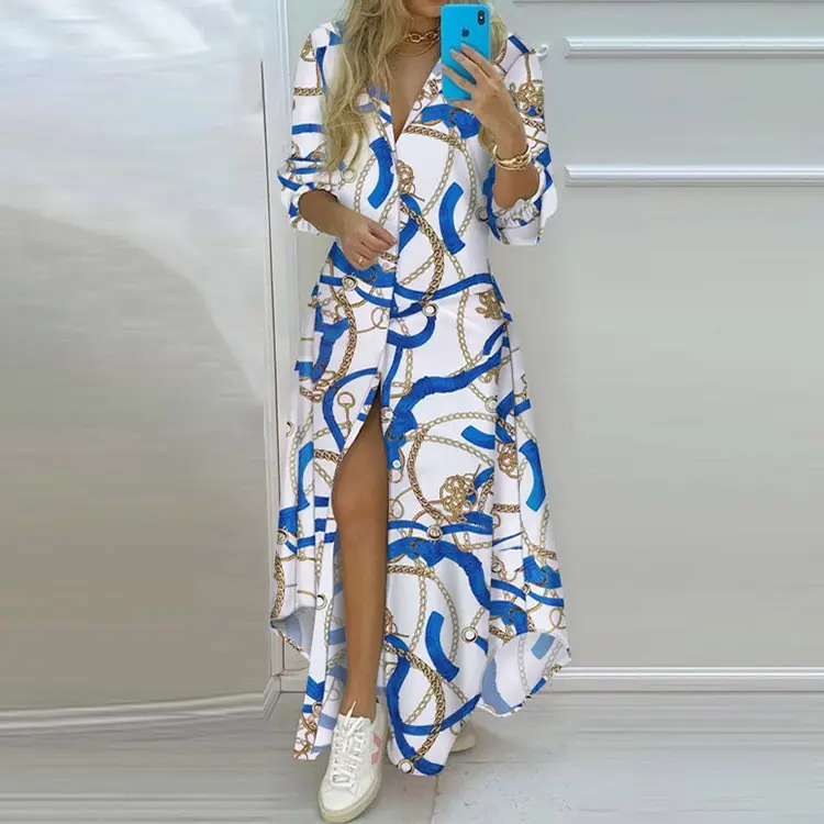 2026 Spring Printed Long Skirt Shirt for Women - Image 5