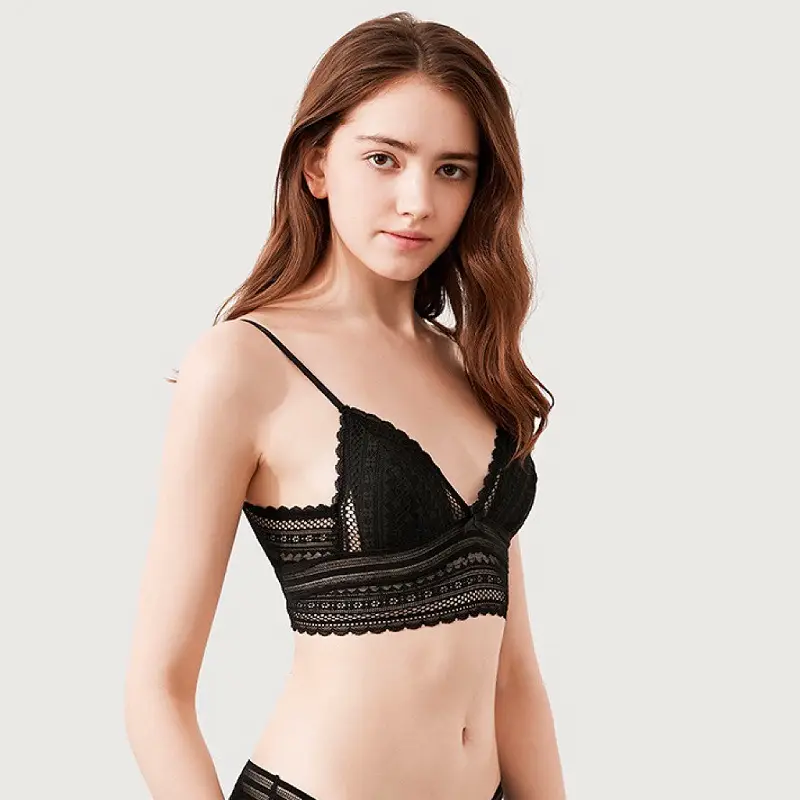 Breathable Lace U-Shaped Backless Bra for Women, Ultra-Thin, Wire-Free Triangle Cup Bra, French Style Lingerie
