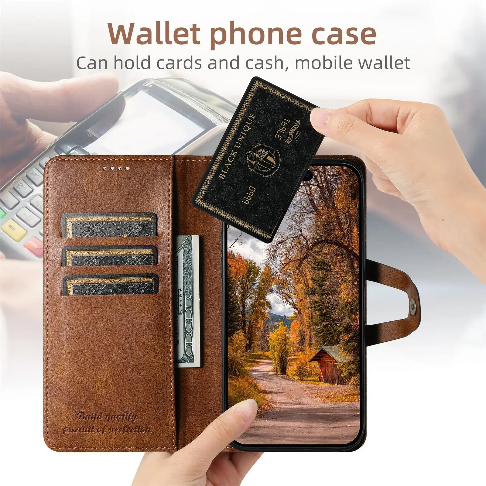 Apple iPhone 16 Pro Max Leather Wallet Case Red