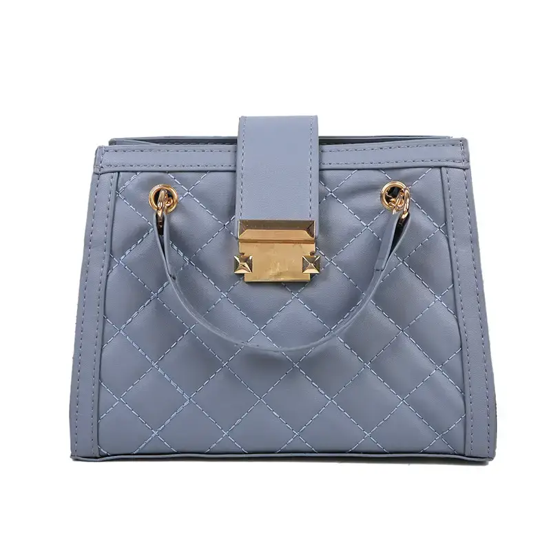 Light Blue Quilted Shoulder Bag for Women - Image 9