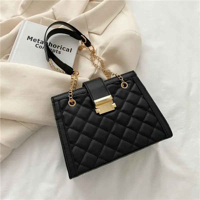 Light Blue Quilted Shoulder Bag for Women - Image 4