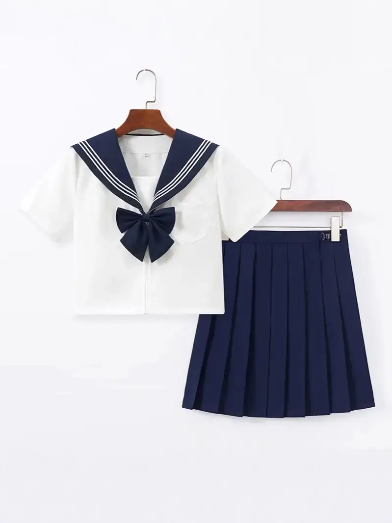JK School Suit Blue Collar White Sailor Skirt Set - Image 14