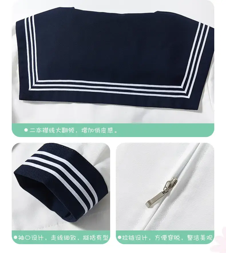 JK School Suit Blue Collar White Sailor Skirt Set — feature 7
