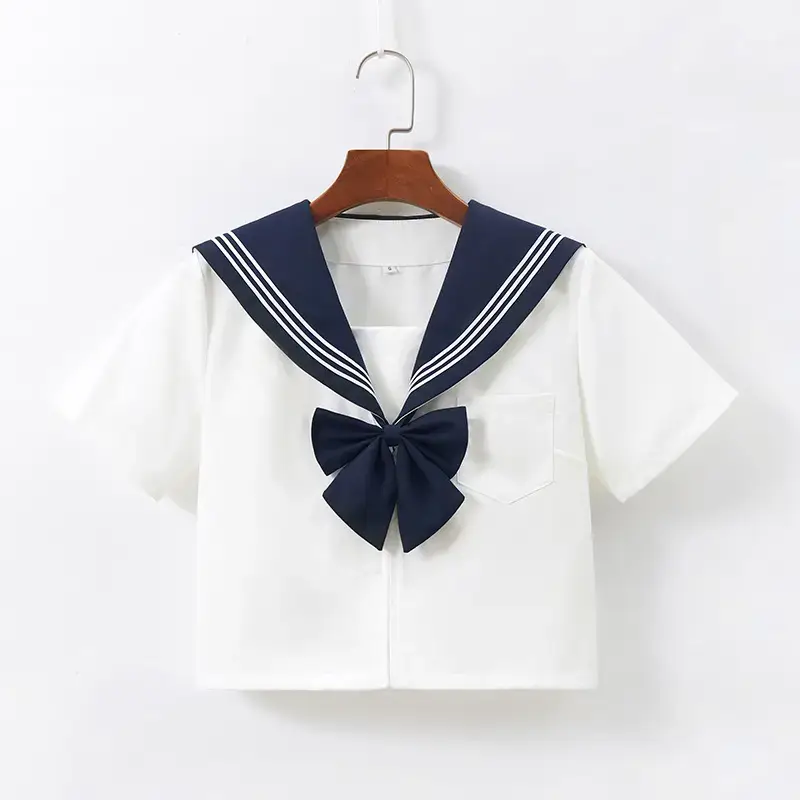 JK School Suit Blue Collar White Sailor Skirt Set - Image 2