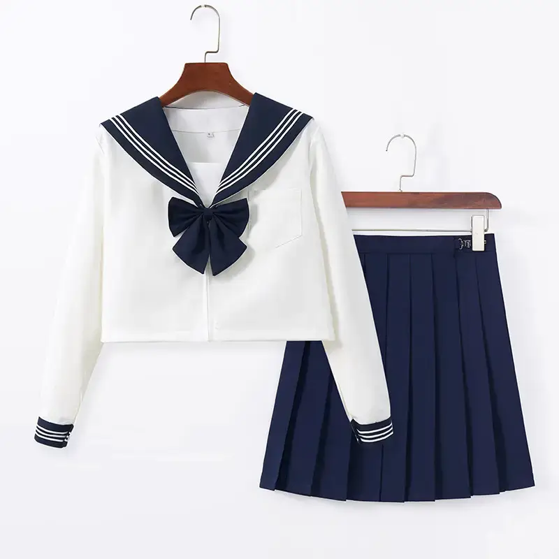 JK School Suit Blue Collar White Sailor Skirt Set - Image 3