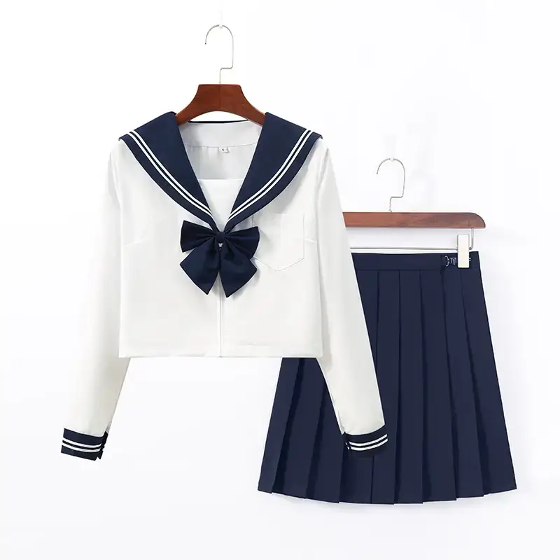 JK School Suit Blue Collar White Sailor Skirt Set - Image 5