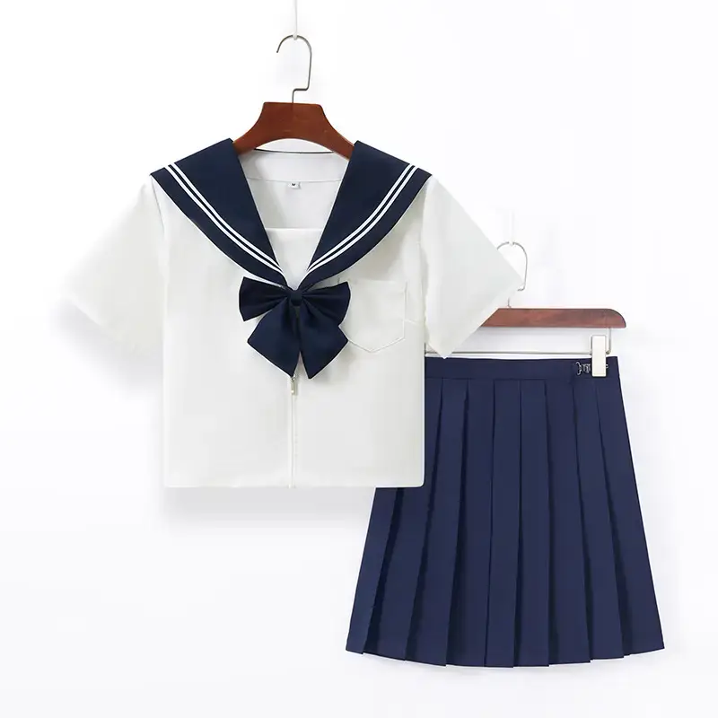 JK School Suit Blue Collar White Sailor Skirt Set - Image 6