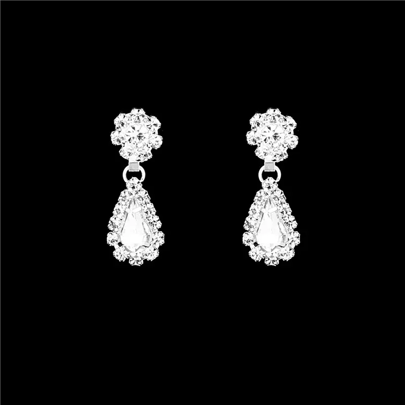 Silver Diamond Hair Diamond Necklace Earrings Bracelet Set - Image 9