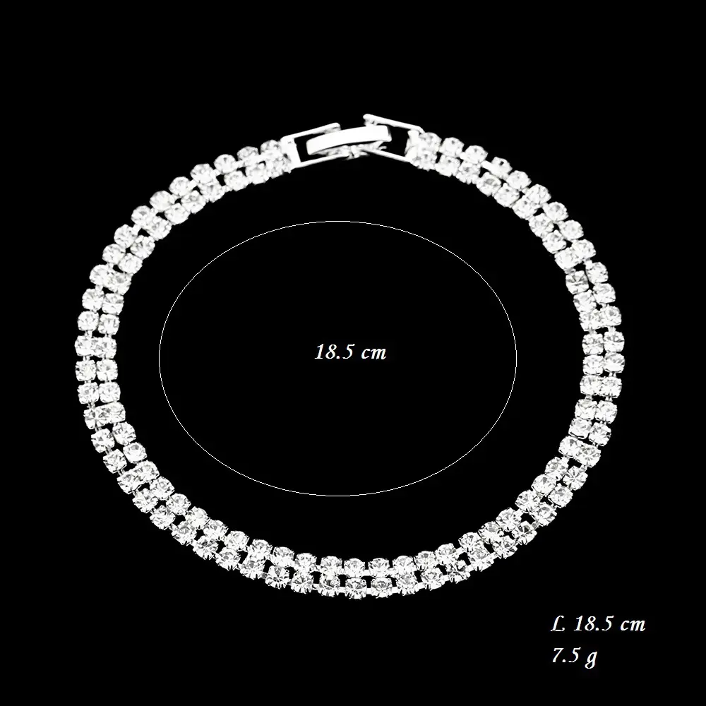 Silver Diamond Hair Diamond Necklace Earrings Bracelet Set - Image 5