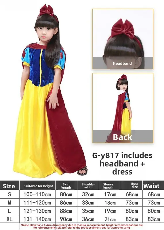 Snow White Princess Dress for Girls 128cm Size - Image 34