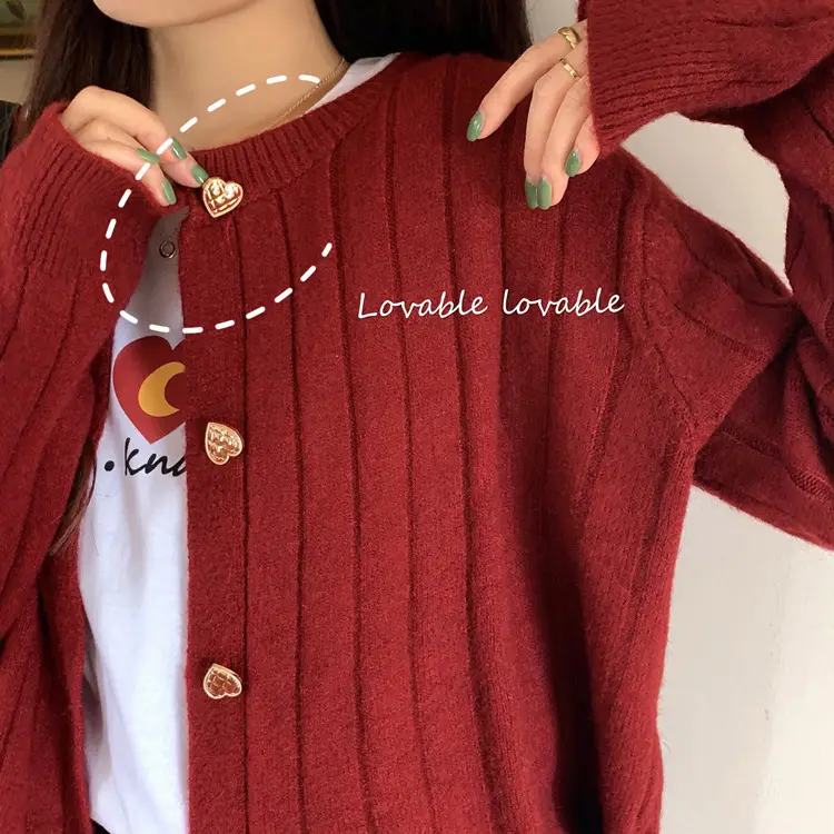 Sweet Love Button Cardigan Sweater Red Plaid Skirt
