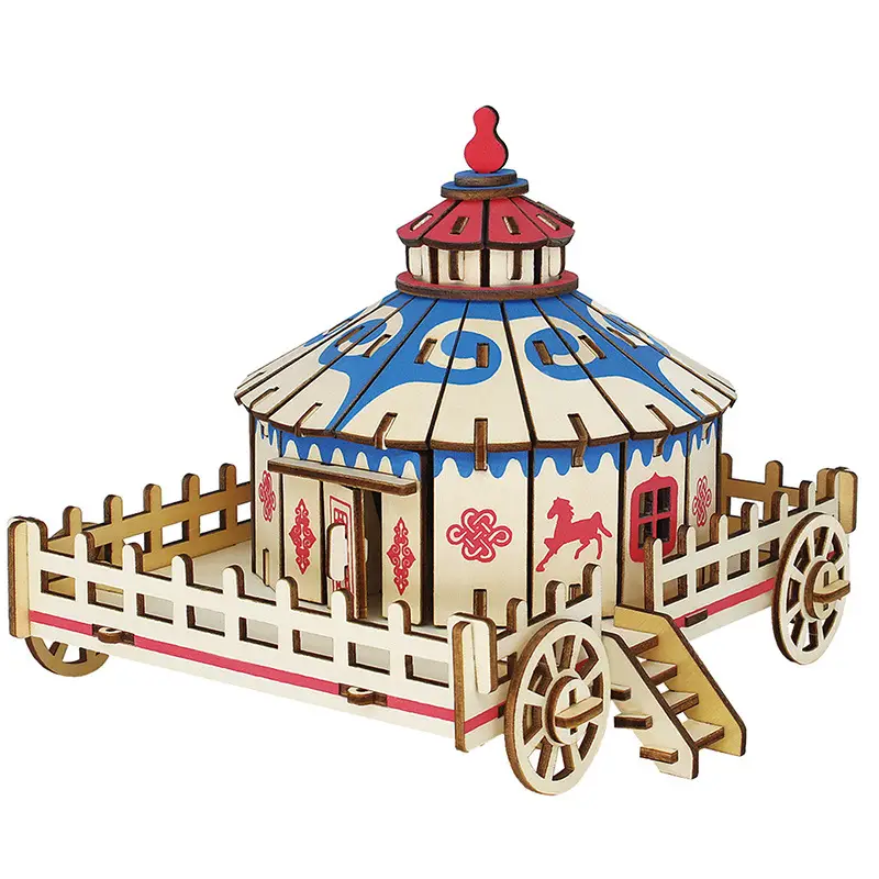 Mongolian Wooden Yurt Toy 3D Assembly DIY Building - Image 13