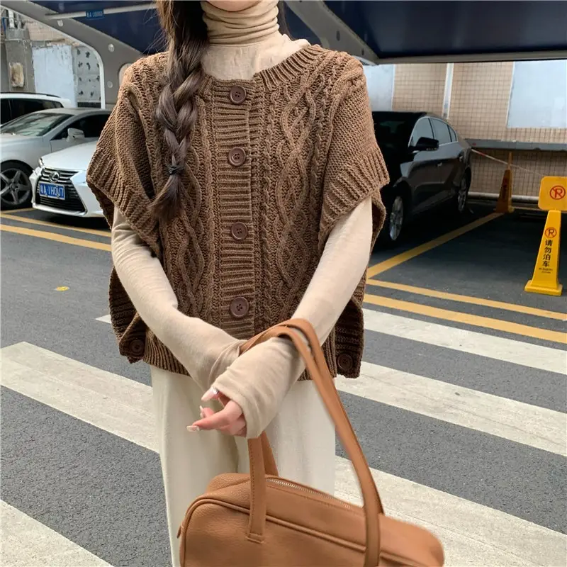 Korean Chic Sweater Set Loose Cap Sleeve Winter Wear