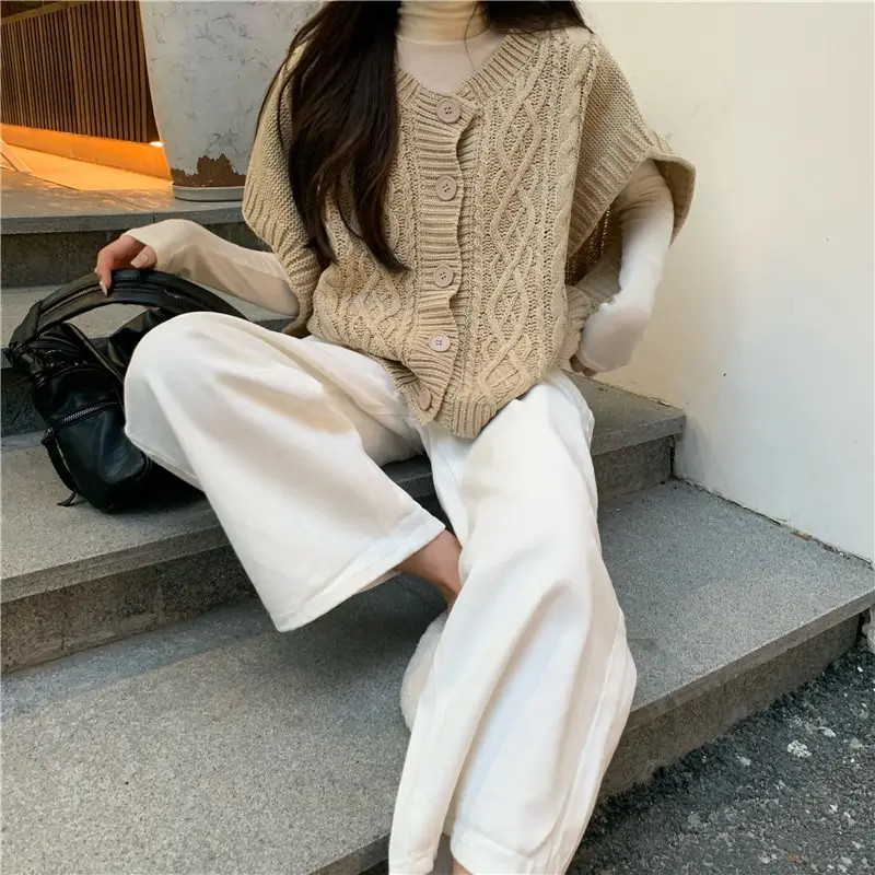 Korean Chic Sweater Set Loose Cap Sleeve Winter Wear