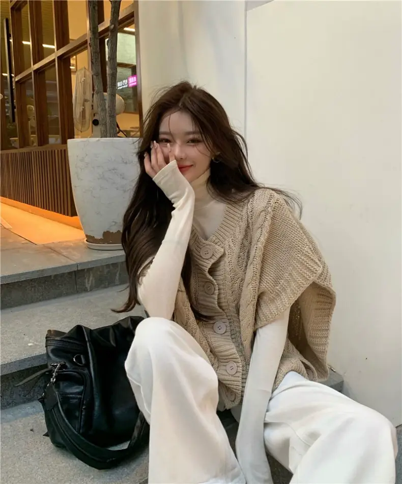 Korean Chic Sweater Set Loose Cap Sleeve Winter Wear — feature 1