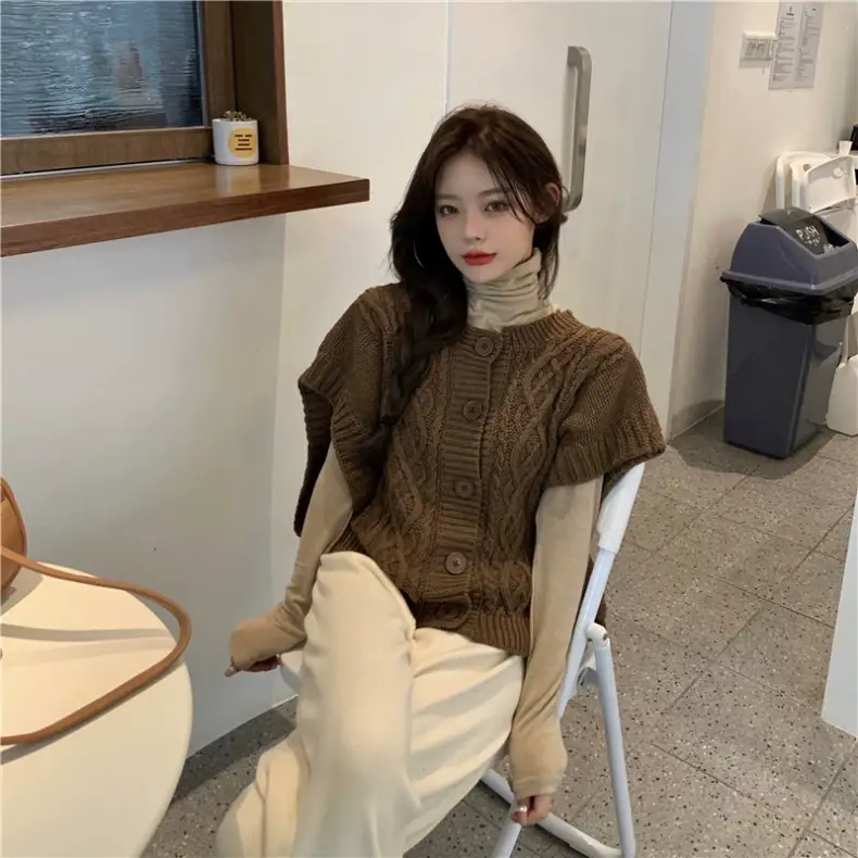 Korean Chic Sweater Set Loose Cap Sleeve Winter Wear — feature 13