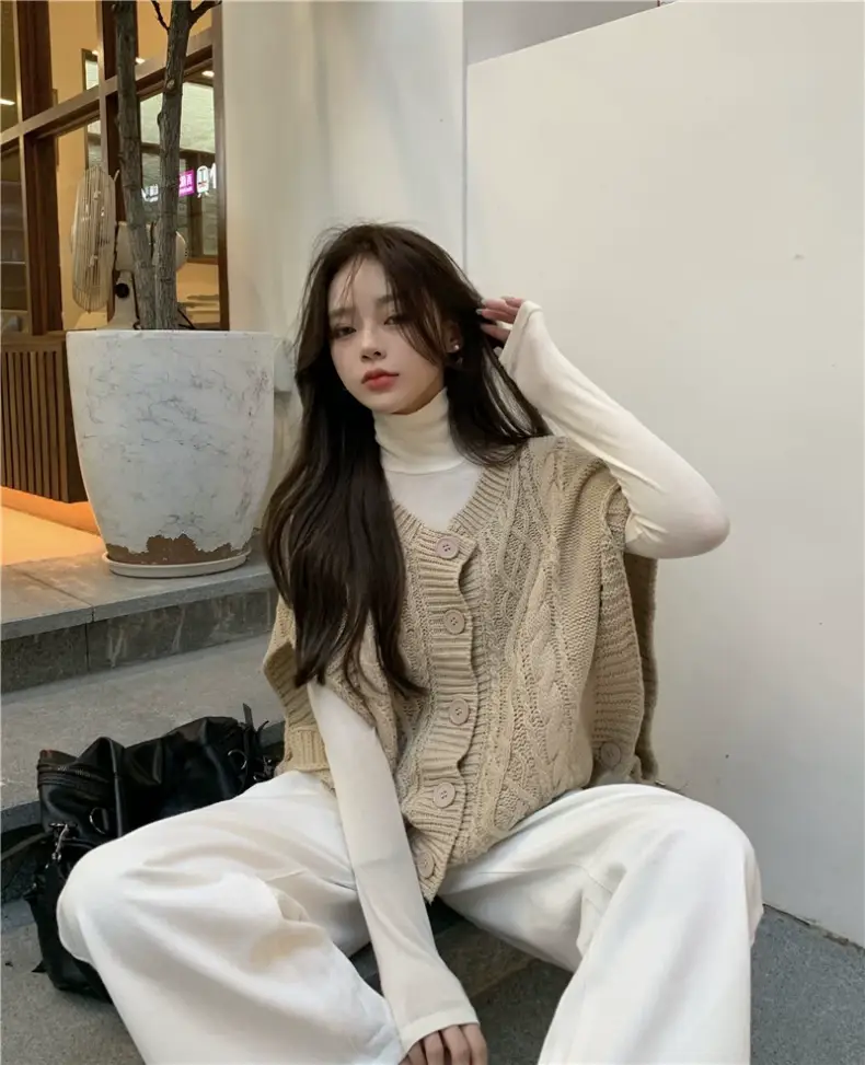 Korean Chic Sweater Set Loose Cap Sleeve Winter Wear — feature 2