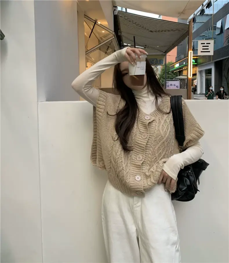 Korean Chic Sweater Set Loose Cap Sleeve Winter Wear — feature 6