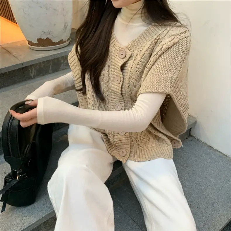 Korean Chic Sweater Set Loose Cap Sleeve Winter Wear — feature 7