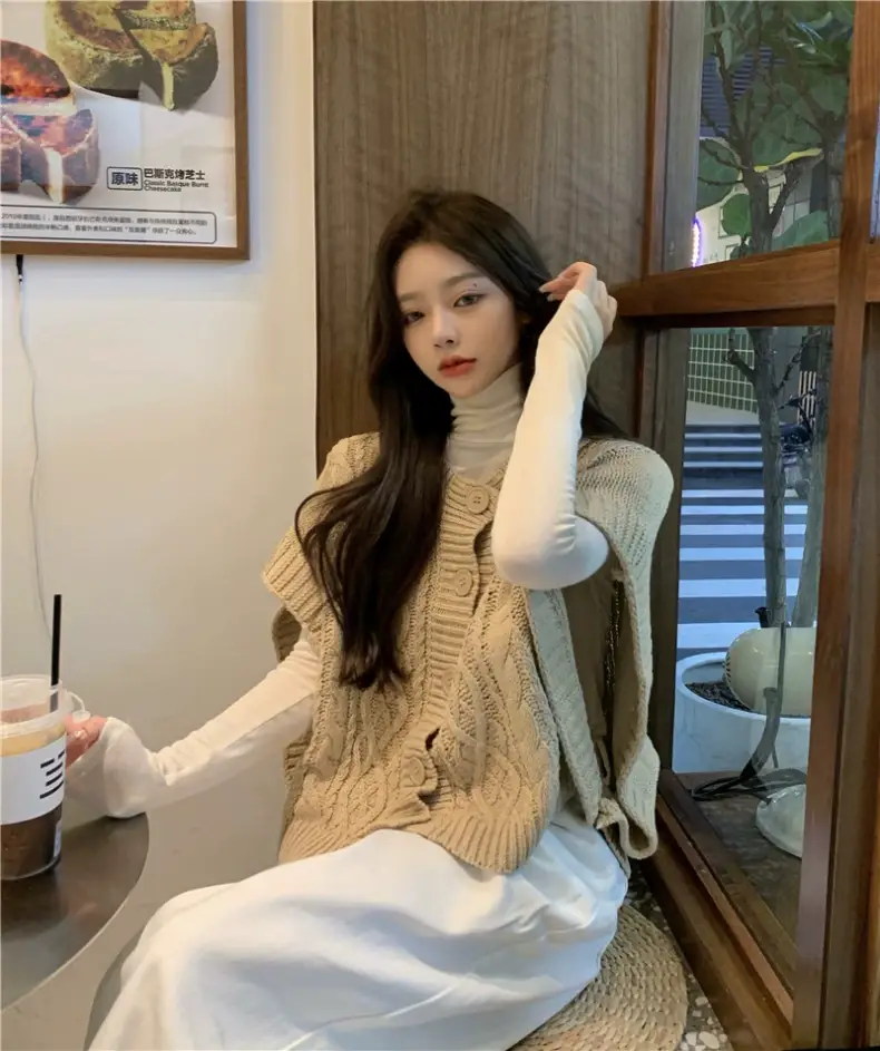 Korean Chic Sweater Set Loose Cap Sleeve Winter Wear — feature 8