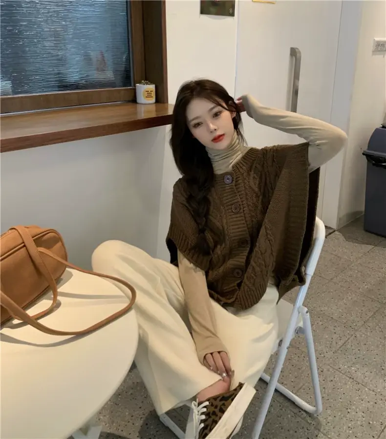 Korean Chic Sweater Set Loose Cap Sleeve Winter Wear — feature 9