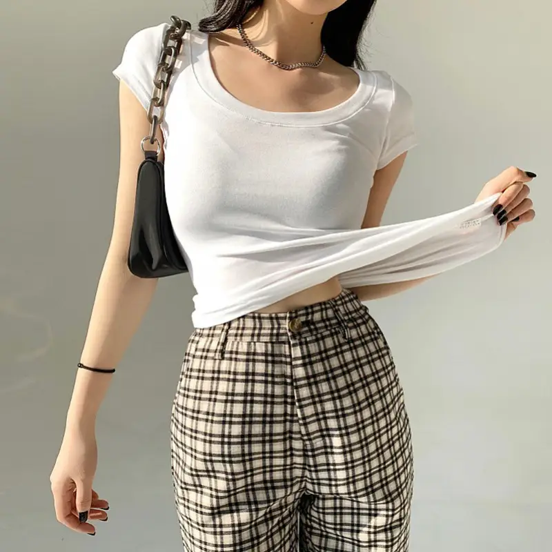 Women Cotton Slim Fit T-Shirt Light Blue Summer Dress - Image 12
