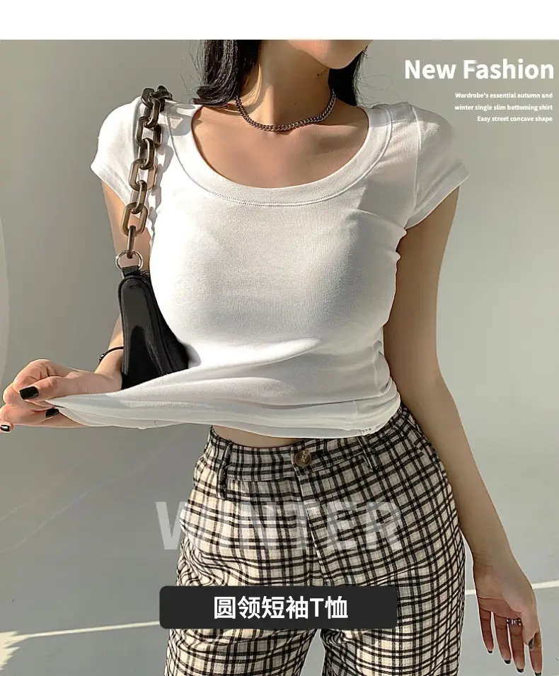 Women Cotton Slim Fit T-Shirt Light Blue Summer Dress — feature 2
